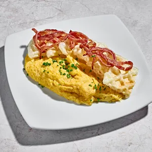 Waffle egg and bacon