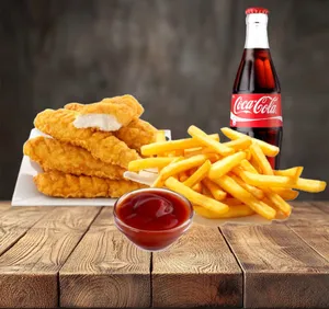 Pollo frito + papa + bebida