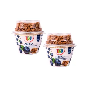 Pack 2 Yogurt Tigo Griego Arándano con Chía y Granola X 175 Gr