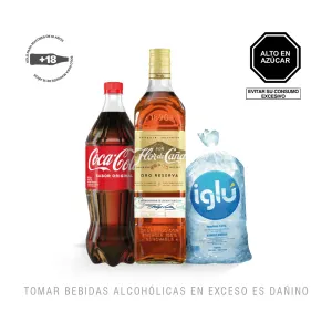 Pack (1 Ron Flor De Caña Oro 4 Años x 750 Ml + 1 Coca Cola x 1 Lt + Hielo 1.5 Kg)