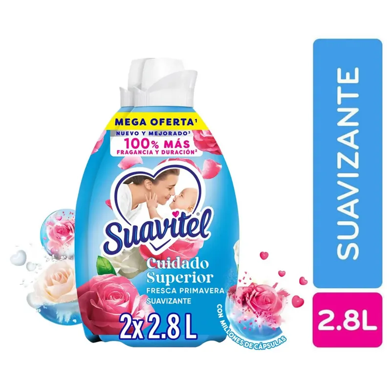 2 SUAVIZANTE SUAVITEL CUIDADO SUPERIOR 2800ML FRESCA PRIMAVERA 2 SUAVIZANTE SUAVITEL CUIDADO SUPERIOR 2800ML FRESCA PRIMAVERA