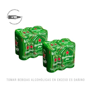 Pack (2 Cerveza Heineken Six Pack Lata x 310 ml)