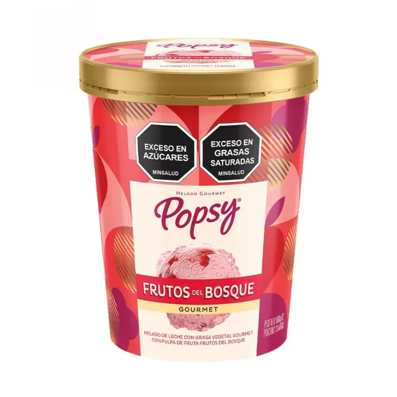Helado gourmet popsy frutos del bosque x 600 grs 1 L