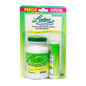 Endulzante ladiet x 45.5 grs 500 tabletas +150 dispensador