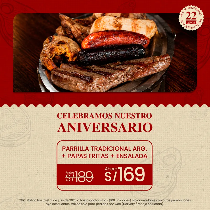 PARRILLA TRADICIONAL ARGENTINA + PAPAS FRITAS + ENSALADA PARRILLA TRADICIONAL ARGENTINA + PAPAS FRITAS + ENSALADA