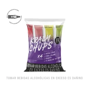 Krazy Chups Con 8% De Alcohol Sabores Surtidos  4 und