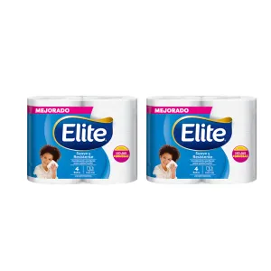 Pack (2 Papel Higiénico Elite Suave y Resistente Doble Hoja x 4 und)