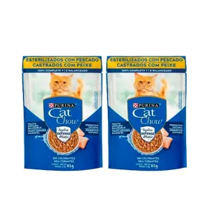Pack 2 Cat Chow Pouch Esterilizados Pescado