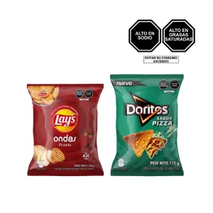 Pack (Papas Lays Ondas Picante 130 Gr + Doritos Pizza 170 Gr)