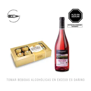 Pack (1 Vino Tabernero Semi Seco Rose x 750 Ml + 1 Chocolate Ferrero Rocher 8 Und x 100 Gr)