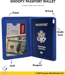 PORTA PASAPORTE SNOOPY AZUL