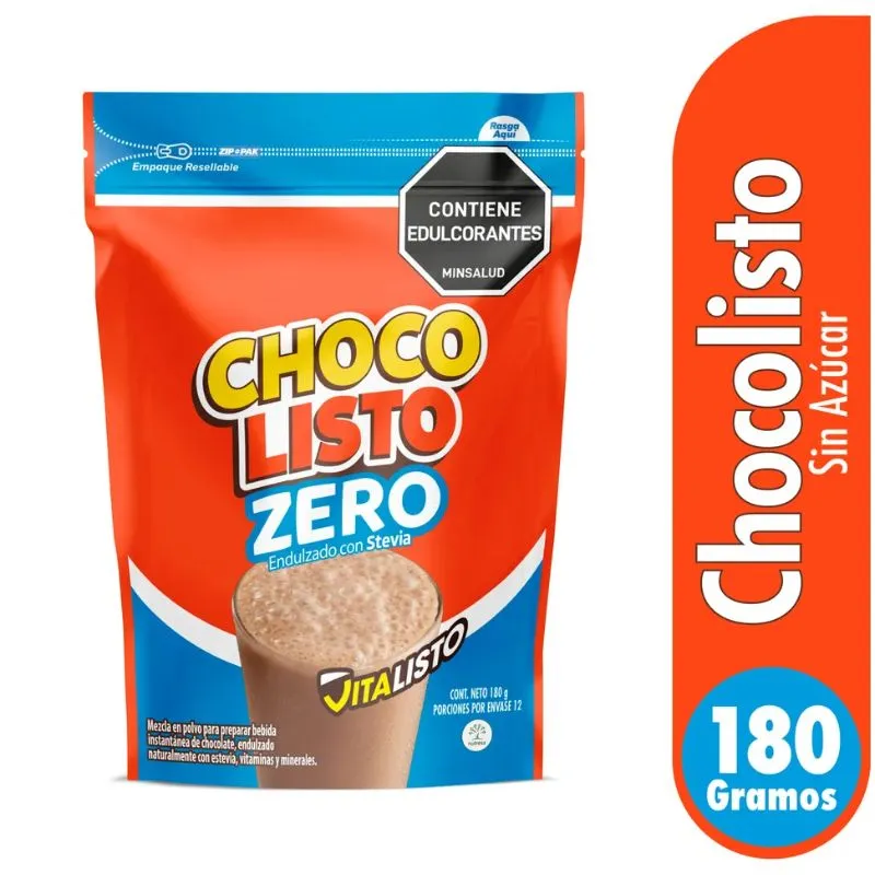 MEZCLA EN POLVO CHOCOLISTO ZERO X 180 GRS ENDULZADO CON STEVIA