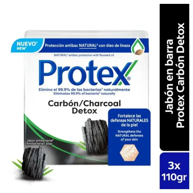 3 jabon protex carbon detox x 110 grs 3 jabon protex carbon detox x 110 grs
