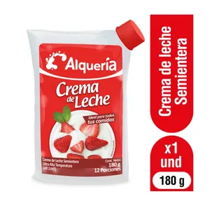 Crema de leche alqueria semientera x 180 grs