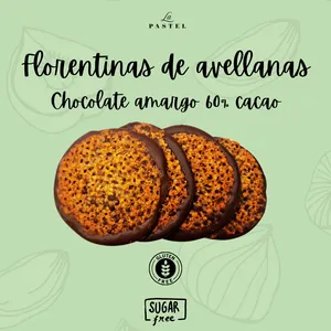 Florentinas de avellanas sin azúcar (Chocolate 60% cacao)