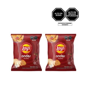 Pack 2 Papas Lays Ondas Picante 130 Gr