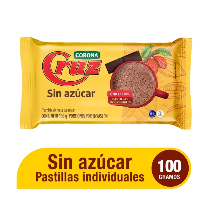 CHOCOLATE CRUZ SIN AZUCAR X 100GR PASTILLAS INDIVIDUALES CHOCOLATE CRUZ SIN AZUCAR X 100GR PASTILLAS INDIVIDUALES
