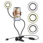 Aro Led Selfie Luz Ajustable Escritorio Bluetooth
