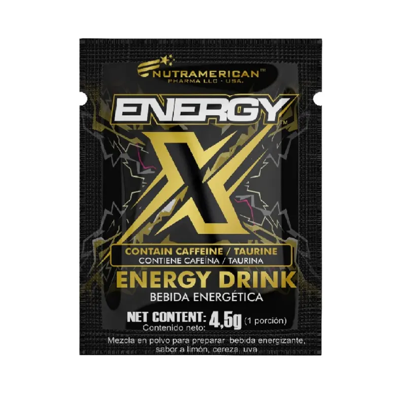 BEBIDA ENERGIZANTE ENERGY X CAFEINA TAURINA 4.5 GRS 1 SOBRES PLU