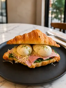 Croissant Jamón Huevo Pochado
