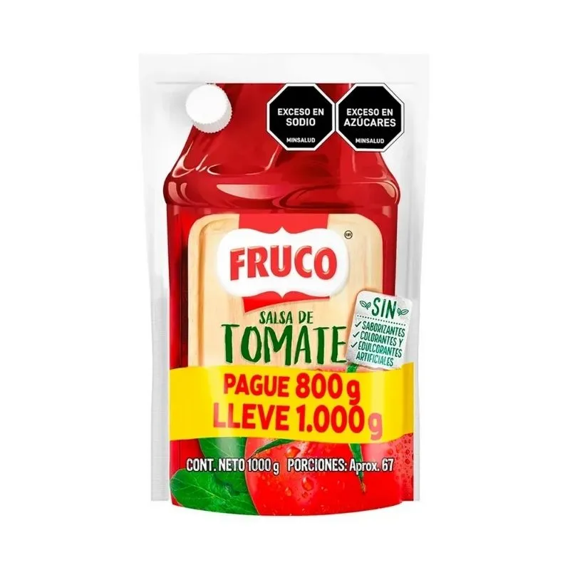 SALSA DE TOMATE FRUCO X PAGUE 800 LLEVE 1000 GRS DOYPACK SALSA DE TOMATE FRUCO X PAGUE 800 LLEVE 1000 GRS DOYPACK