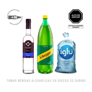 Pack (1 Pisco Quebranta 4 Gallos x 700 Ml + 1 Schweppes Ginger Ale x 1.5 Lt + Hielo 1.5 Kg)