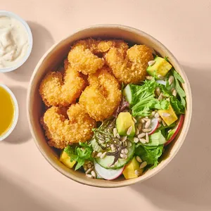 Bowl Camarones Apanados con Ensalada