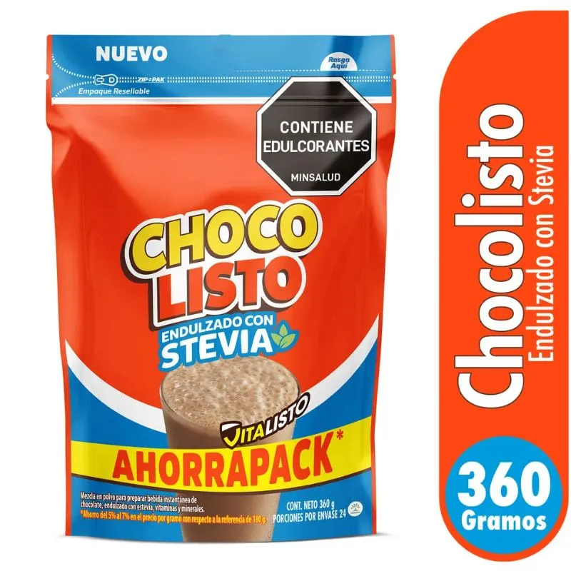 MEZCLA EN POLVO CHOCOLISTO ZERO X 360 GRS ENDULZADO CON STEVIA
