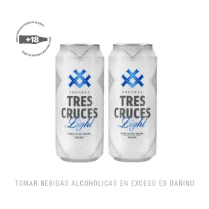 2 Und Cerveza Tres Cruces Light Lata x 473 ml