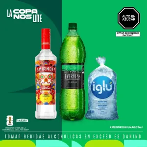 Pack (Vodka Tamarindo 700ml + Bebida Evervess Carbonatada 1.5 L +  Hielo Iglú Bolsa 1.5 Kg)