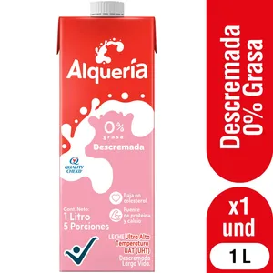 LECHE ALQUERIA DESCREMADA 0% GRASA 1000ML TETRA PAK