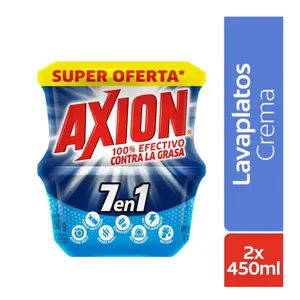 2 LAVAPLATOS CREMA  AXION 450G POWER FRESH 7 EN 1 BICARBONATO