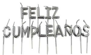 Vela feliz cumpleaños plateada