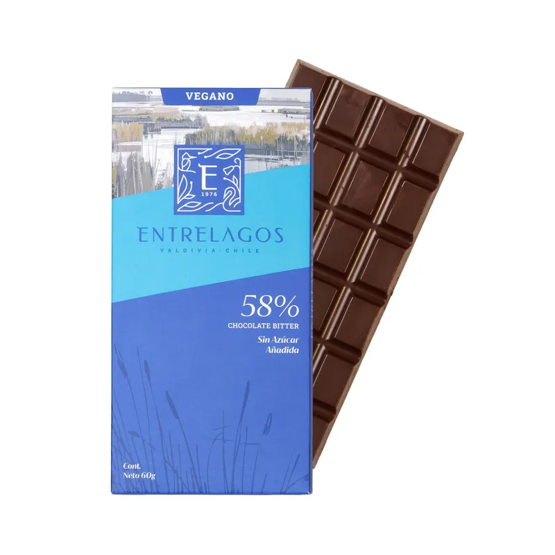 1042- Tableta chocolate bitter 58% cacao sin azúcar  60 gr