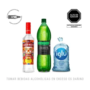 Pack (1 Vodka Tamarindo x 700ml + 1 Bebida Evervess Carbonatada x 1.5 L + 1 Hielo Iglu Bolsa x 1.5 Kg)