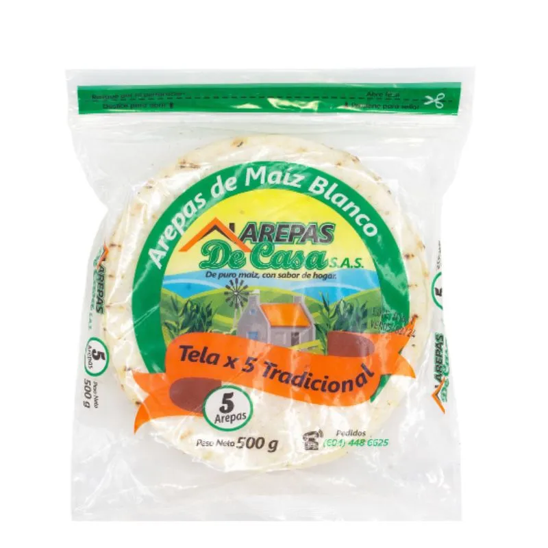 Arepas de maiz arepas de casa tradicional tela x 5 unds Arepas de maiz arepas de casa tradicional tela x 5 unds
