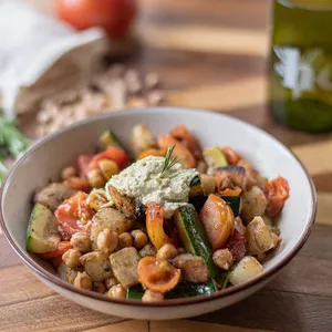 Zuquinis y garbanzos al romero