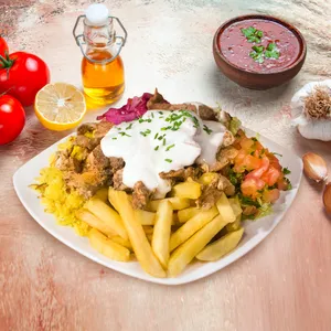 shawarma al plato mas bebida 350 cc