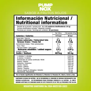 BEBIDA ENERGIZANTE POLVO PRE-ENTRENO PUMP NOX-EDGE SMART NUTRITION 540G