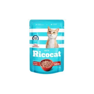 Comida de Gato Ricocat Pouch Trocitos Salmon x 85 g