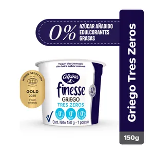 Yogurt finesse griego alpina tres ceros x 150 grs