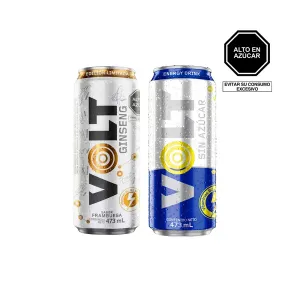Pack (Energizante Volt Ginseng Lata 473 Ml + Energizante Volt Ginseng Sin Azucar Lata 473 Ml)