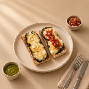 Artisanal three cheese molletes Artisanal three cheese molletes