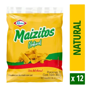 12 PASABOCAS MAIZITOS RAMO NATURAL X 30 GRS 12 PASABOCAS MAIZITOS RAMO NATURAL X 30 GRS