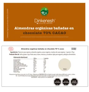 Almendras cubiertas en chocolate orgánico / vegano 75gr