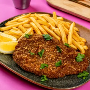 Milanesa Just Mila + Papas Fritas