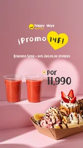 Promo 14F Banana Split + 2 Jugos de Frutilla