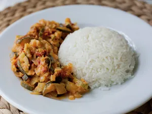 Arroz con Budín de Zapallo Italiano