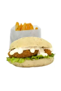 Burger Vegan Fried Chicken + Papas