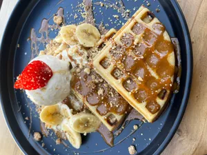 Waffle con Helado
